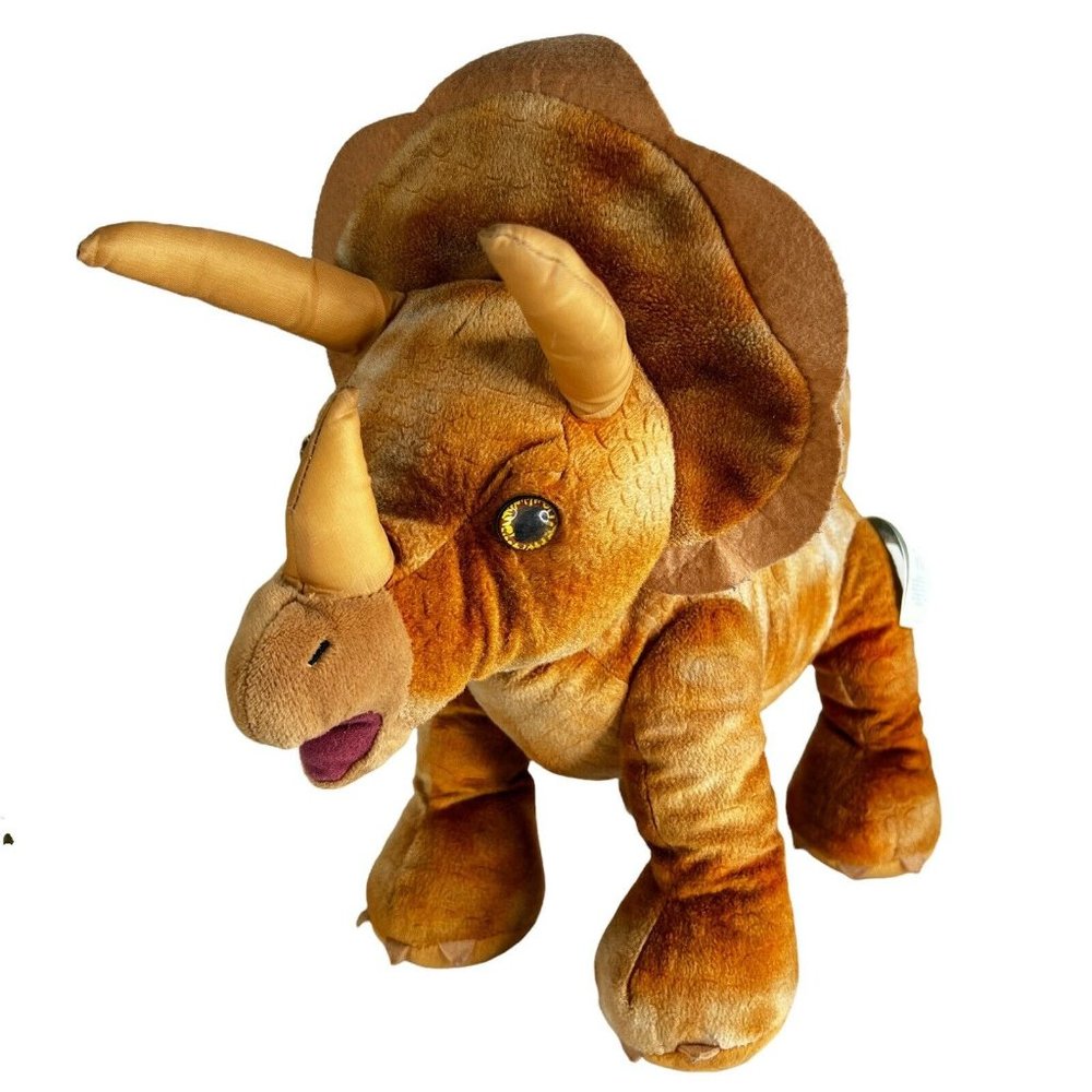 Build A‎ Bear Triceratops Dinosaur 13” Tall Plush Brown Tan Stuffed Animal Toy